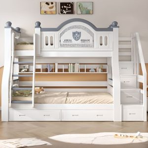 "6 Drawers/2 Drawers Underbed Storage Kids Bunk Bed with Book Cabinet & Ladder, Standard Bunk, Multiple Mattress Sizes"