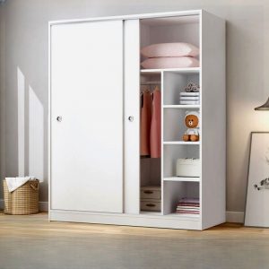 "Children's Wardrobe in Composite Wood with Shelf, Clothing Rod, and 2 Doors"