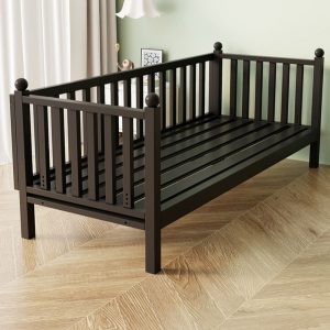 "Trendy Gender Neutral Iron Standard Children Bed with Cotton, Coir, Guardrail"